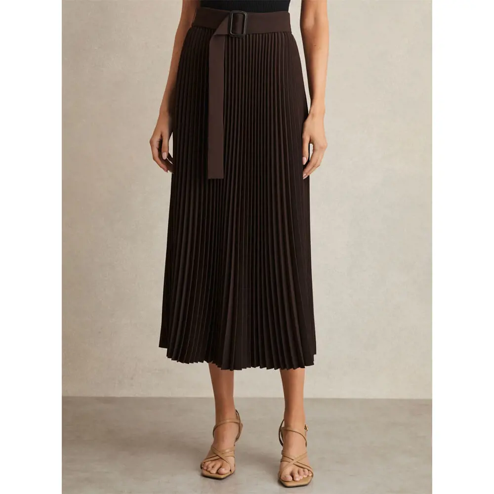 REISS AVA Pleated Belted Midi Skirt